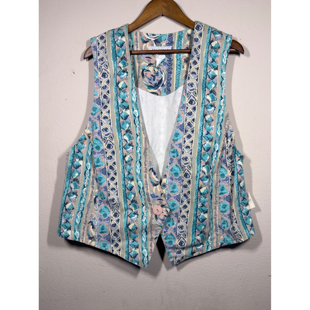 Vintage Stampede Southwestern Vest NWT USA 1X Western Boho